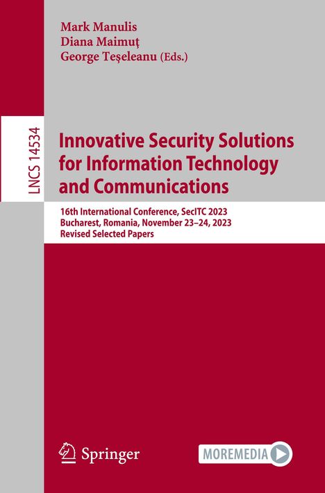 Innovative Security Solutions for Information Technology and Communications, Buch