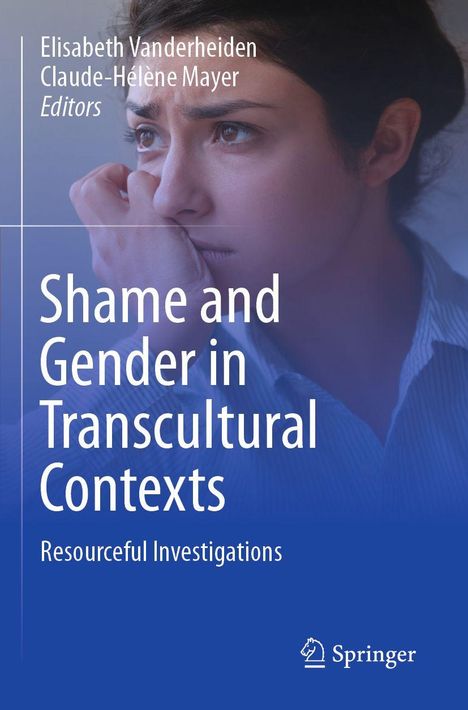 "Shame and Gender in Transcultural Contexts" über einem nachdenklichen Gesicht. Springer Logo unten.