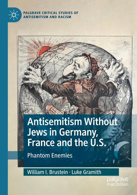 "Antisemitism Without Jews" zeigt eine Illustration eines Mannes, der einen Globus umarmt.