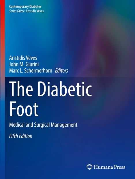 "Contemporary Diabetes", "The Diabetic Foot", "Fifth Edition"; bunte Farbverläufe und Humana Press Logo unten rechts.