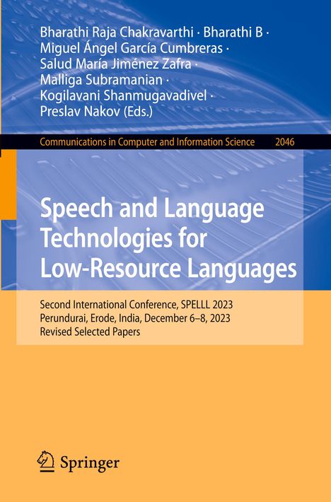 Speech and Language Technologies for Low-Resource Languages, Buch