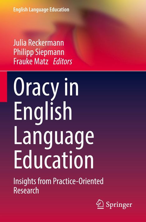 "Oracy in English Language Education" von Julia Reckermann u. a., abstrakte Farbverläufe, Springer-Logo unten rechts.