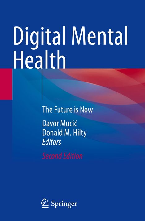 „Digital Mental Health“, „The Future is Now“, blaue und rote Wellen, Logo von Springer.