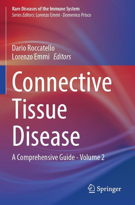Titel: "Connective Tissue Disease". Autoren: Dario Roccatello, Lorenzo Emmi. Hintergrund: Farbverlauf rot-blau. Springer Logo.