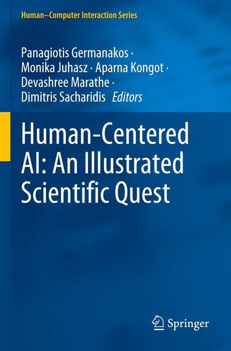 Text: "Human-Centered AI: An Illustrated Scientific Quest" von mehreren Herausgebern, blaues Design mit Springer-Logo.