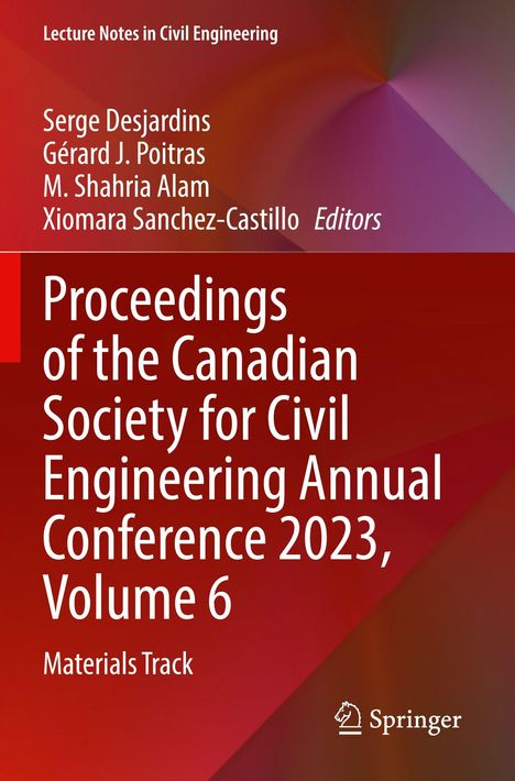 Titel: „Proceedings of the Canadian Society for Civil Engineering Annual Conference 2023, Volume 6“. Rotes geometrisches Design.