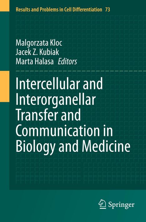 Text: "Intercellular and Interorganellar Transfer and Communication in Biology and Medicine." Grün, Springer-Logo.