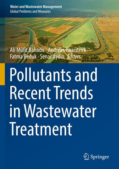 Titel: "Pollutants and Recent Trends in Wastewater Treatment". Luftaufnahme von Kanälen und Feldern. Springer-Logo unten rechts.