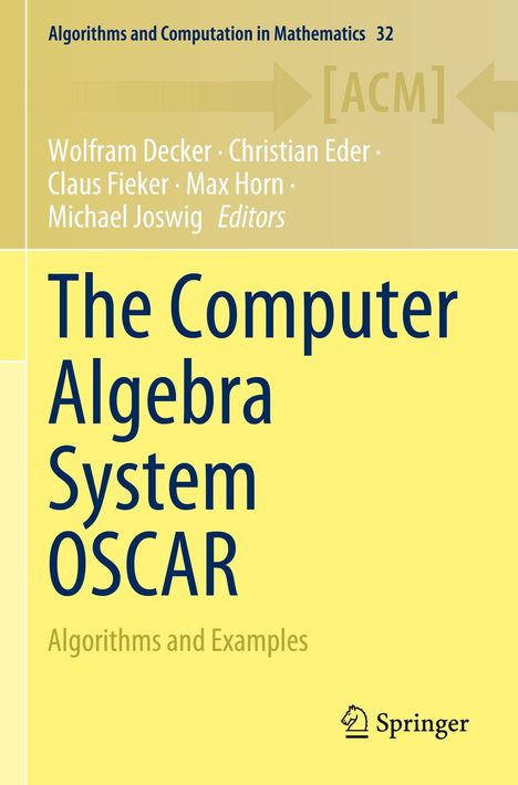 "Der Titel lautet 'The Computer Algebra System OSCAR'. Im unteren Bereich ist das Springer-Logo sichtbar."