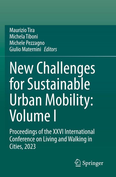 Titel: New Challenges for Sustainable Urban Mobility: Volume I. Grüner Hintergrund, Logo unten rechts.