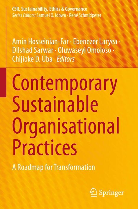 Oben links Titel der Serie und Herausgeber. Haupttitel: "Contemporary Sustainable Organisational Practices". Springer-Logo.