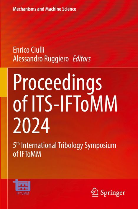Text: Proceedings of ITS-IFToMM 2024, 5th International Tribology Symposium; roter Hintergrund mit Logos unten.