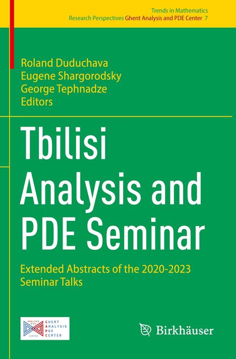 Tbilisi Analysis and PDE Seminar - Abstrakte von Seminar-Talks 2020-2023. Grüner Hintergrund, gelbe Schrift.