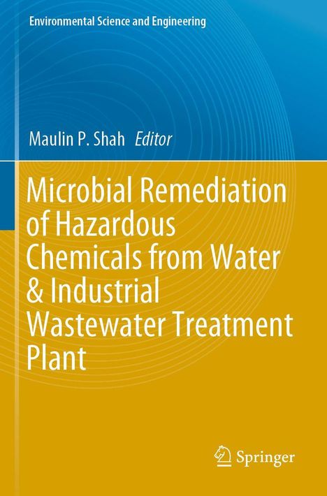 Titel: "Microbial Remediation of Hazardous Chemicals from Water & Industrial Wastewater Treatment Plant". Oberer Teil blau, unterer Teil orange mit Springer-Logo.
