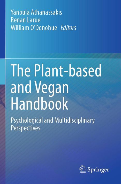 "The Plant-based and Vegan Handbook" steht auf blauem Hintergrund mit dem Springer-Logo unten.