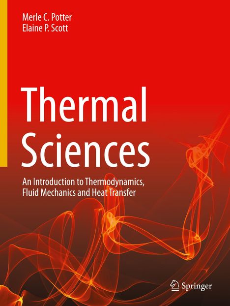 Oben Titel: "Thermal Sciences". Autoren: Merle C. Potter, Elaine P. Scott. Unten orange geschwungene Linien. Springer-Logo.