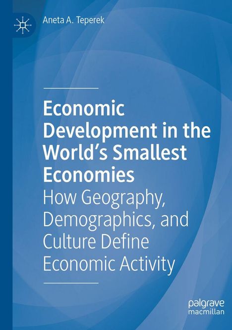 "Economic Development in the World's Smallest Economies". Blauer Hintergrund mit Geometrie und einem Logo oben links.