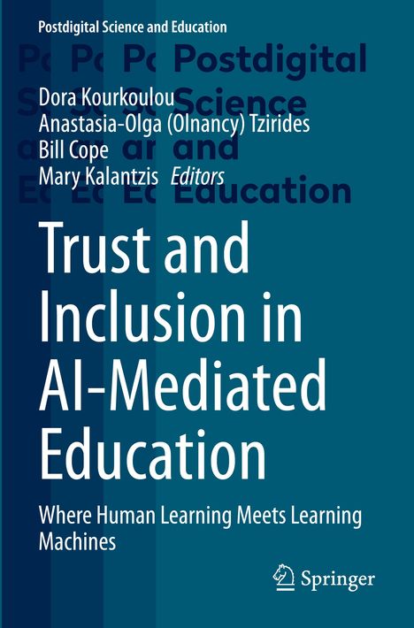 Buchtitel: "Trust and Inclusion in AI-Mediated Education". Blaue Buchcovergestaltung mit Autoren und Springer-Logo.