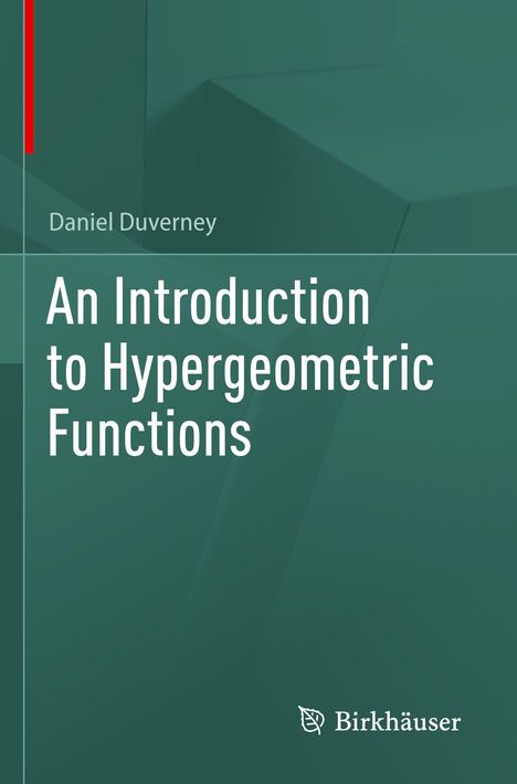 Titel: "An Introduction to Hypergeometric Functions." Autor: Daniel Duverney. Grüner Hintergrund, abstrakte Formen.