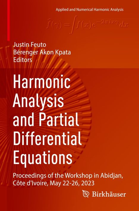 Buchtitel "Harmonic Analysis and Partial Differential Equations", rote Farbtöne, abstraktes Muster im Hintergrund.