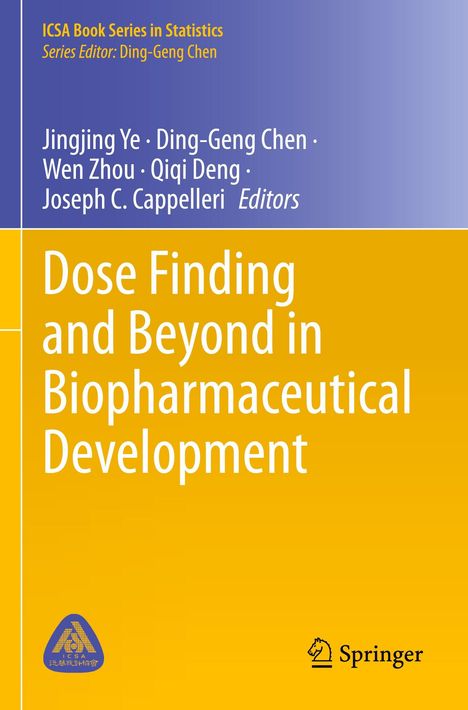 Titel: „Dose Finding and Beyond in Biopharmaceutical Development“. Gelber Hintergrund, Springer-Logo unten rechts.