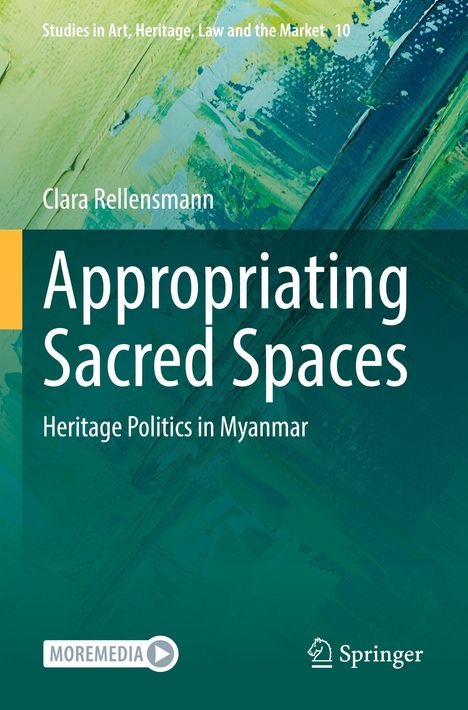 „Appropriating Sacred Spaces“ von Clara Rellensmann. Hintergrund: Abstrakte Kunst in Grün und Blau. Springer-Logo.