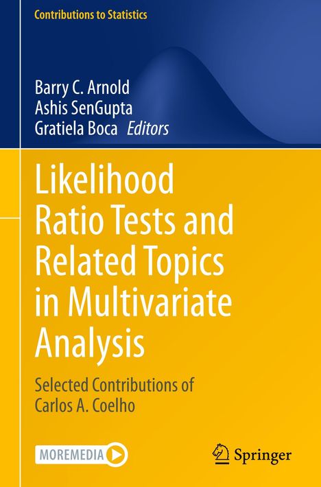 Text im Buchcover: "Likelihood Ratio Tests and Related Topics in Multivariate Analysis". Gelbes und blaues Design. Springer-Logo.