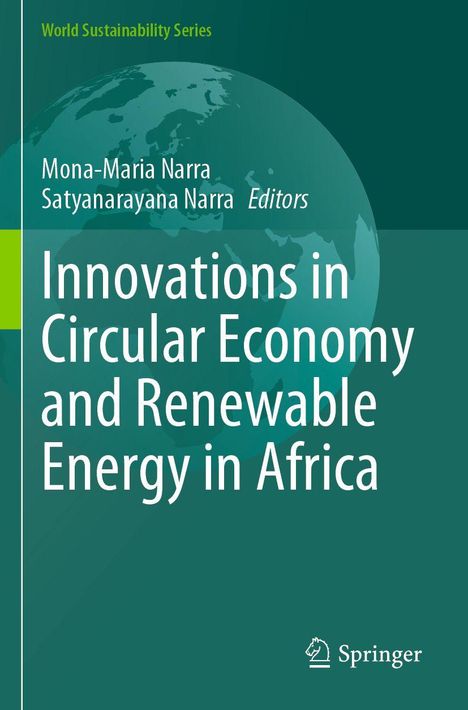 Oben steht "World Sustainability Series". Titel: "Innovations in Circular Economy and Renewable Energy in Africa". Unten "Springer" mit Logo.