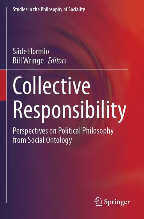Titel: "Collective Responsibility" von Säde Hormio und Bill Wringe. Hintergrund: Rot mit abstrakten Mustern.