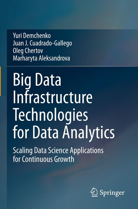 Titel: Big Data Infrastructure Technologies for Data Analytics. Autoren: Yuri Demchenko, Juan J. Cuadrado-Gallego, Oleg Chertov, Marharyta Aleksandrova. Logo: Springer.