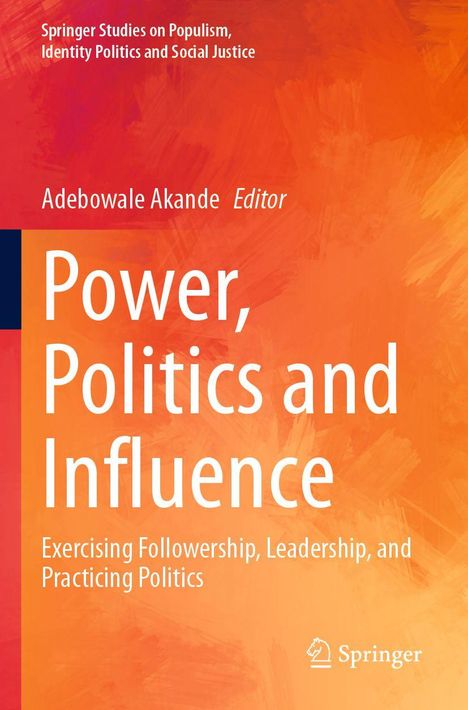 Text: "Power, Politics and Influence" auf orangefarbenem Hintergrund. Unten rechts ein Logo mit einem Pferdekopf.