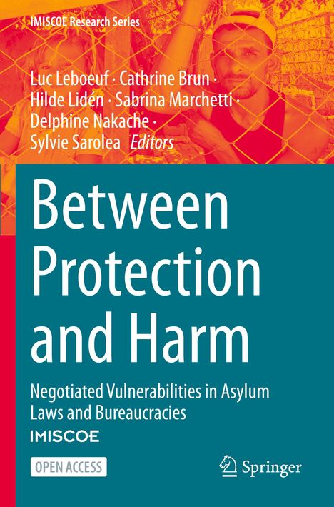 "Between Protection and Harm", über Asylgesetze. Autoren: Luc Leboeuf, Cathrine Brun u.a. Illustration: Mann und Kind am Zaun.