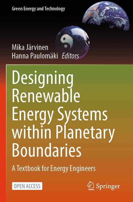 Titel: "Designing Renewable Energy Systems within Planetary Boundaries". Oben Erde und Yin-Yang Kugel.