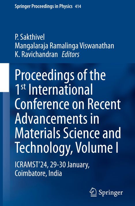 Proceedings of the 1st International Conference on Recent Advancements in Materials Science and Technology, Volume I, Buch