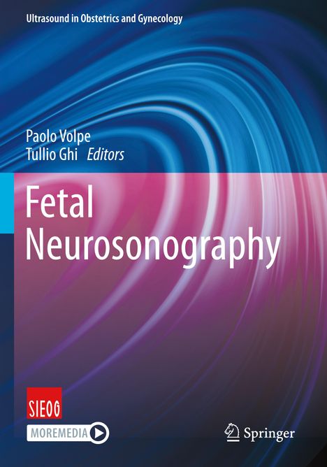 "Fetal Neurosonography" von Volpe und Ghi, blau-pinke abstrakte Wellen im Hintergrund. Springer-Logo unten.