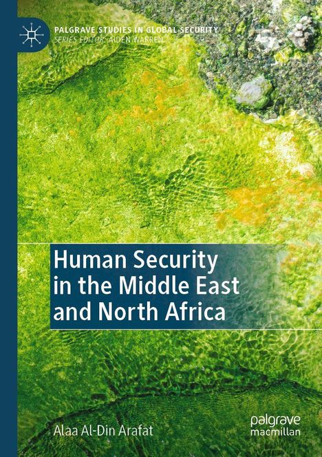 Titel: "Human Security in the Middle East and North Africa." Grüner, texturierter Hintergrund, Logo oben links.