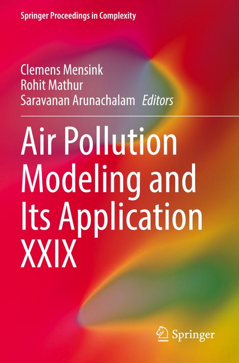 Titel: "Air Pollution Modeling and Its Application XXIX". Bunte, verschwommene Farbverläufe in Rot, Orange und Grün.