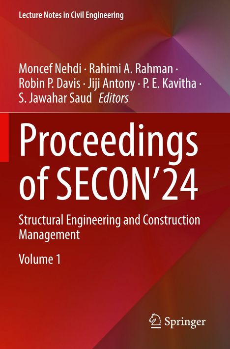 Proceedings of SECON’24, Structural Engineering and Construction Management, Volume 1. Schlichtes Design in Rot- und Violetttönen.