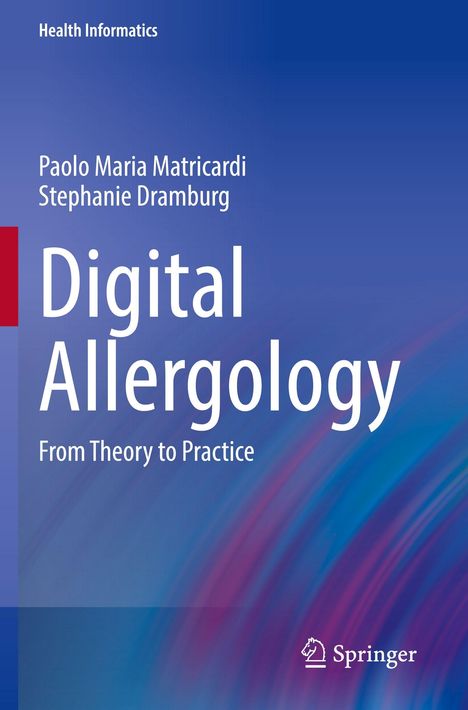 Titel: "Digital Allergology: From Theory to Practice". Autoren: Paolo Maria Matricardi, Stephanie Dramburg. Buntes Wellenmuster.