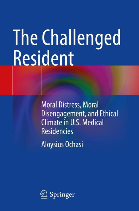 Cover mit dem Text "The Challenged Resident" und einem Logo. Farbhintergrund mit Blautönen und einem bunten Bereich.