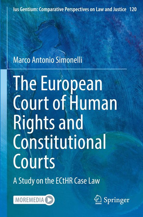 Text: "The European Court of Human Rights and Constitutional Courts: A Study on the ECtHR Case Law." Blaues Hintergrundbild.