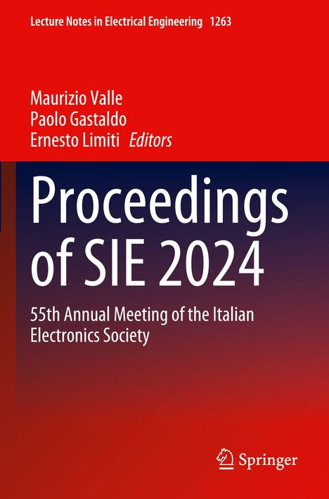 "Proceedings of SIE 2024", 55th Annual Meeting of the Italian Electronics Society. Roter Hintergrund, Springer-Logo unten.