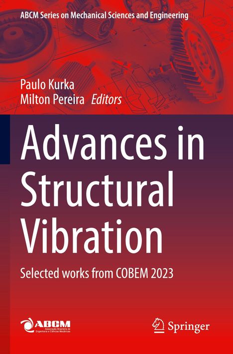 „Advances in Structural Vibration“; Technische Zeichnungen und mechanische Bauteile, zwei Verlagslogos unten.
