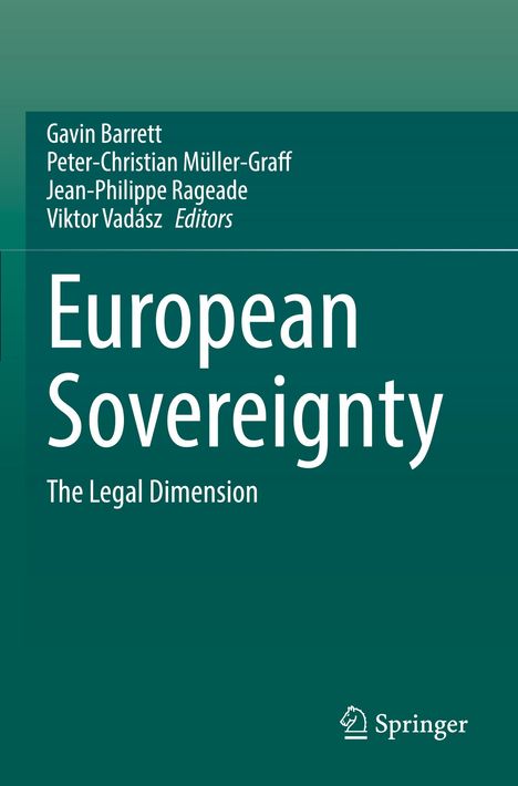 Buchtitel: "European Sovereignty - The Legal Dimension". Herausgeber: Gavin Barrett u.a. Grüner Hintergrund. Springer-Logo.