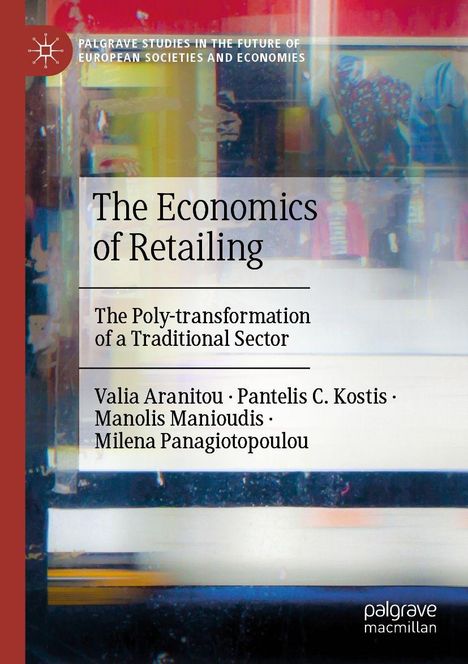 "The Economics of Retailing: The Poly-transformation of a Traditional Sector" über einer abstrakten bunten Grafik.