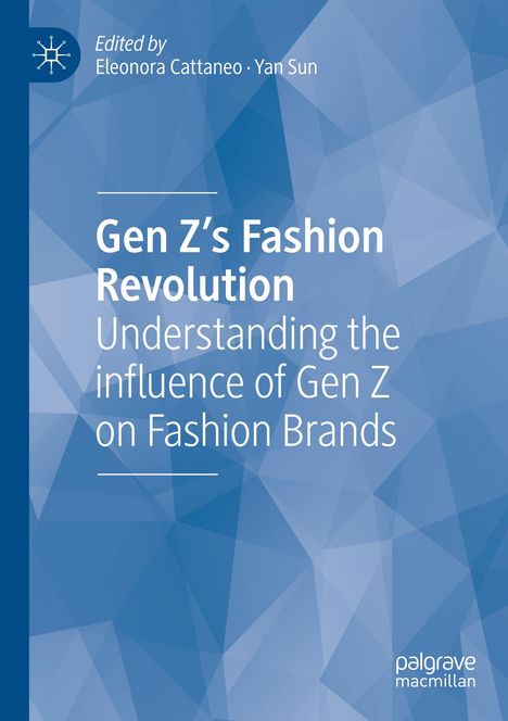 „Gen Z’s Fashion Revolution“: Verstehen des Einflusses der Gen Z auf Modemarken. Blaues, geometrisches Muster.