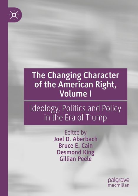 "The Changing Character of the American Right, Volume I" steht auf violettem Hintergrund. Herausgeber: Joel D. Aberbach et al.