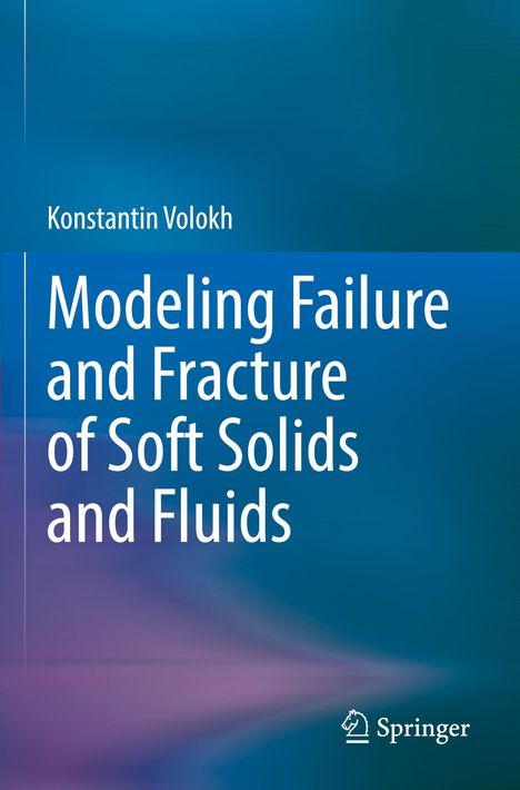 Konstantin Volokh: Modeling Failure and Fracture of Soft Solids and Fluids. Hintergrund blau mit geometrischer Grafik. Springer-Logo.