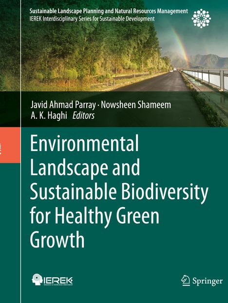Text über grüner Landschaft: "Environmental Landscape and Sustainable Biodiversity for Healthy Green Growth".