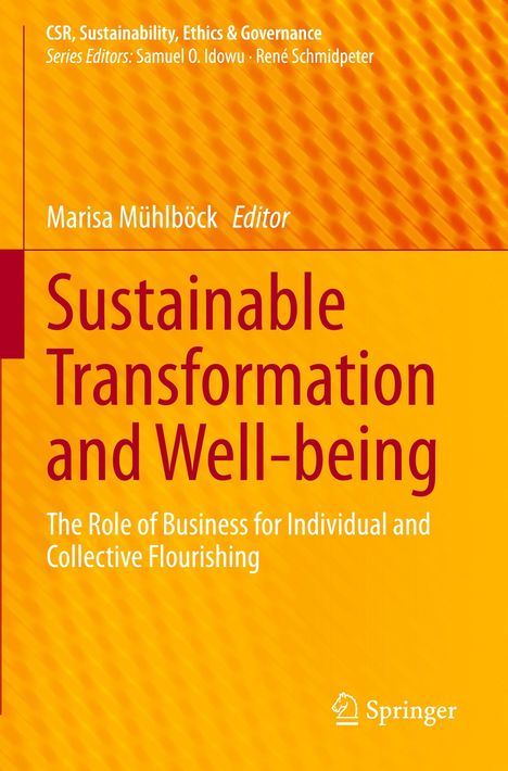 „Sustainable Transformation and Well-being“, gelber Hintergrund mit rotem Text, Springer-Logo unten rechts.